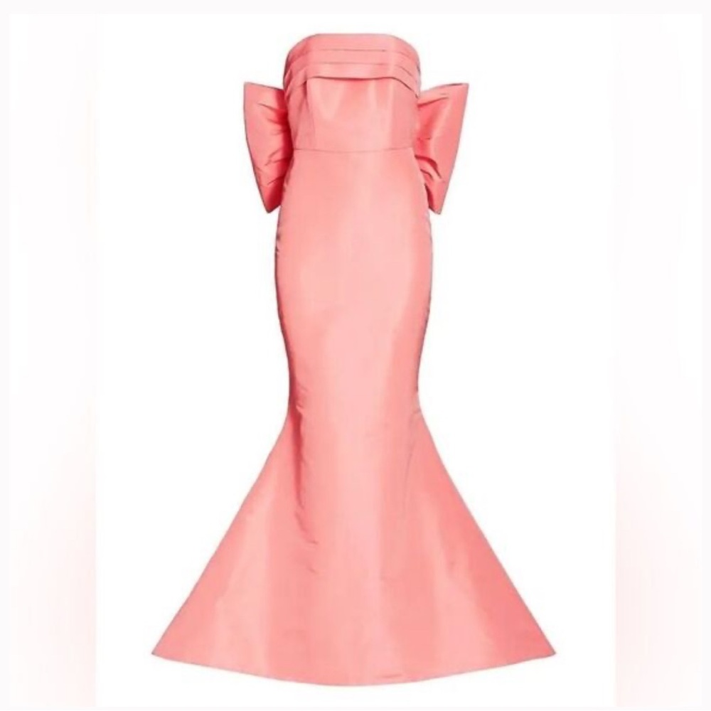 Alexia Maria Strapless Gown with Bow Accent in Carnation Color